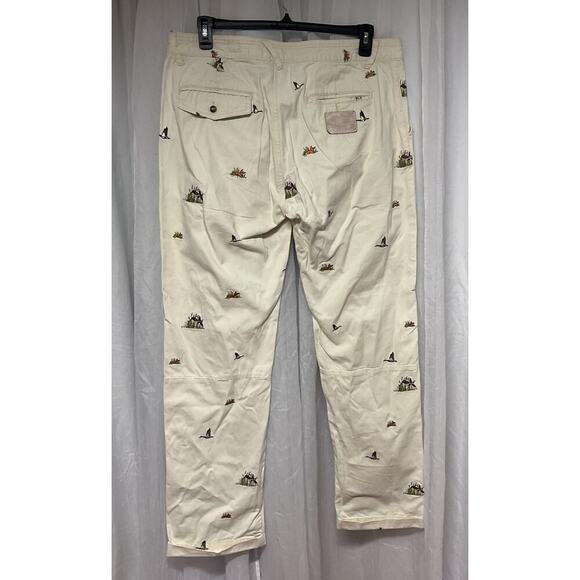 Vtg Akko Men Pants SZ 36 Khaki Chino Pheasant Embroidered Hunting Work Fox RARE - Picture 9 of 13